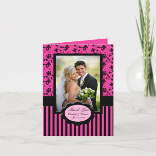 Roze en Zwarte Bloem Foto Bedankkaart