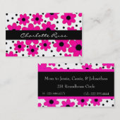 roze en zwarte bloemen mammie-kaart contactkaartje (Voorkant / Achterkant)