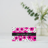 roze en zwarte bloemen mammie-kaart contactkaartje (Staand voorkant)