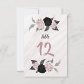 roze en zwarte bloemetnummer kaart (Achterkant)