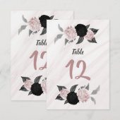 roze en zwarte bloemetnummer kaart (Voorkant / Achterkant)