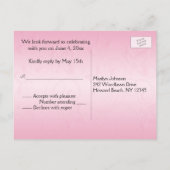 Roze en zwarte bloemige R.S.V.P.-ansichtkaart Uitnodiging Briefkaart (Achterkant)