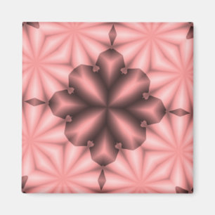 Roze en Zwarte Bloemige Ster Kaleidoscoop Magneet