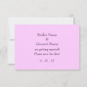 Roze en zwarte bloemige trouwkaart 'Save the Date' Save The Date (Achterkant)