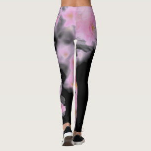 Roze en zwarte bloesem Yoga Leggings