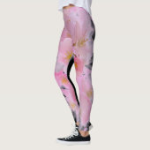 Roze en zwarte bloesem Yoga Leggings (Links)