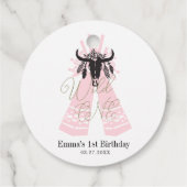 Roze en zwarte Boho Wilde EE Meisjes Birthday Part Bedankjes Labels (Achterkant)