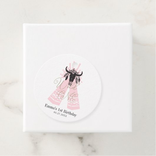 Roze en zwarte Boho Wilde EE Meisjes Birthday Part Bedankjes Labels (In situ)