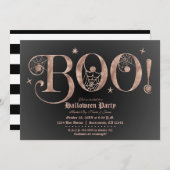 Roze en zwarte BOO Elegant Halloween Costume Party Kaart (Voorkant / Achterkant)
