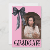 Roze en Zwarte Boog Afstuderen met Foto's Kaart (Voorkant)