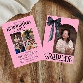 Roze en Zwarte Boog Afstuderen met Foto's Kaart