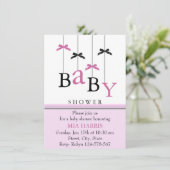 Roze en zwarte boog mobiele Baby shower uitnodigin Kaart (Staand voorkant)