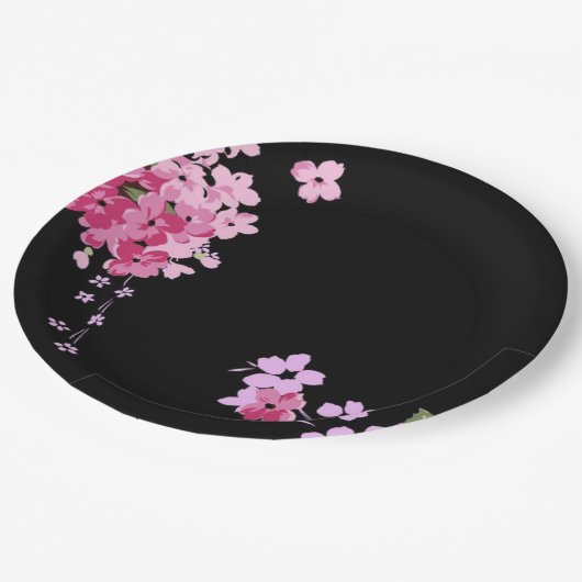 Roze en zwarte borden van bloemkool. papieren bordje (Gekanteld)