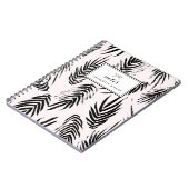 Roze en Zwarte Borstel Palm Bladeren Patroon Custo Notitieboek (Linkerzijde)