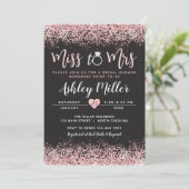 Roze en zwarte bridal Shower Invitation, Verloving Kaart (Staand voorkant)