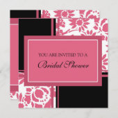 Roze en Zwarte Bridal-showkaarten Kaart (Voorkant / Achterkant)