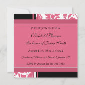 Roze en Zwarte Bridal-showkaarten Kaart (Achterkant)