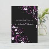 Roze en Zwarte Bridal-showkaarten Kaart (Staand voorkant)