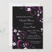 Roze en Zwarte Bridal-showkaarten Kaart (Achterkant)