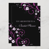 Roze en Zwarte Bridal-showkaarten Kaart (Voorkant / Achterkant)