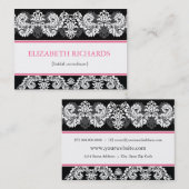Roze en zwarte Brocade Chubby-Visitekaartje Visitekaartje (Voorkant / Achterkant)