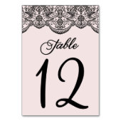 Roze en zwarte Brocade Lace Table Numbers Flat Car Kaart (Achterkant)