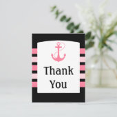 Roze en zwarte bruiloft Hartelijk dank Bedankkaart (Staand voorkant)