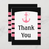 Roze en zwarte bruiloft Hartelijk dank Bedankkaart (Voorkant / Achterkant)