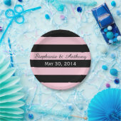 Roze en zwarte bruiloft papieren bordje (Feest)