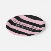 Roze en zwarte bruiloft papieren bordje (Gekanteld)