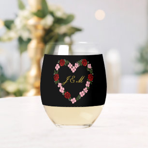 roze en zwarte bruiloft wijnglas zonder voet