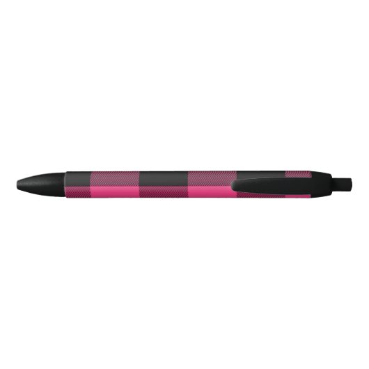 Roze en zwarte Buffalo Plaid Custom Zwarte Inkt Pen (Achterkant)