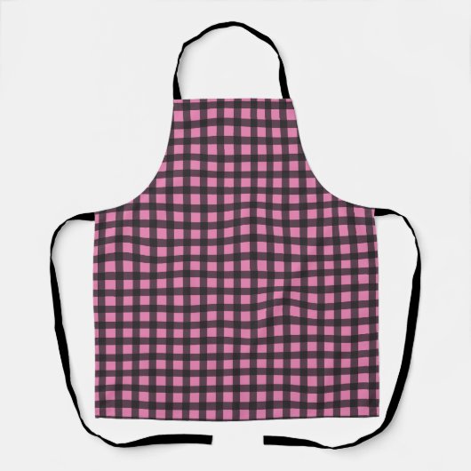 Roze en Zwarte Buffel Plaid Keuken Schort (Voorkant)