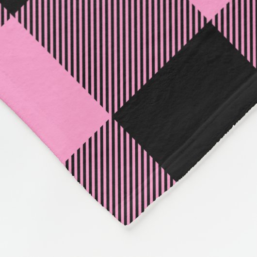  roze en zwarte buffelcontrole fleece deken (Hoek)
