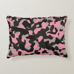 Roze en zwarte Camo Accent Kussen