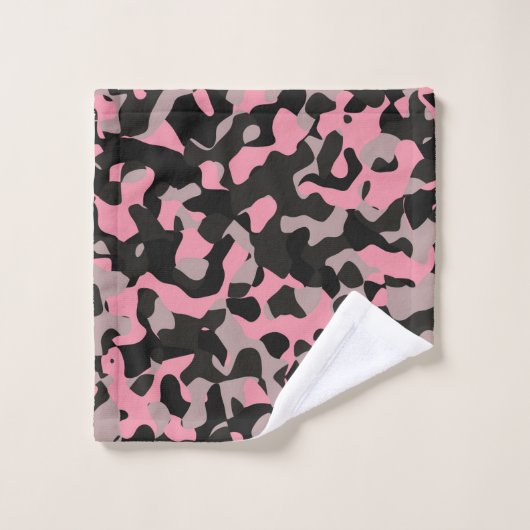 Roze en zwarte Camo Bad Handdoek (Wasdoekje)
