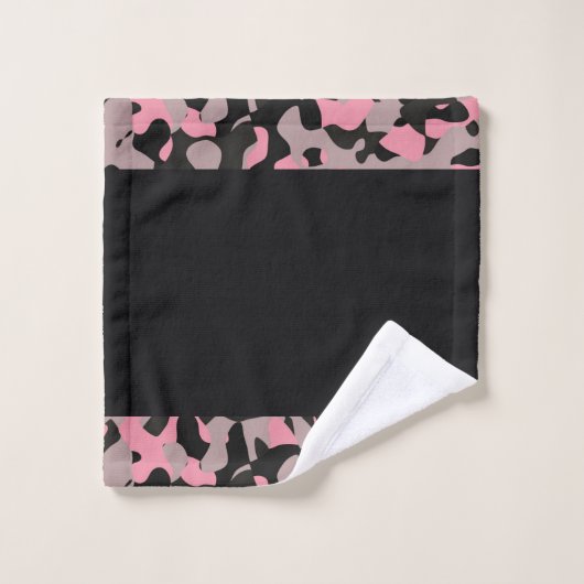Roze en zwarte Camo Bad Handdoek (Wasdoekje)