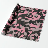 Roze en zwarte Camo Cadeaupapier (Uitgerold)