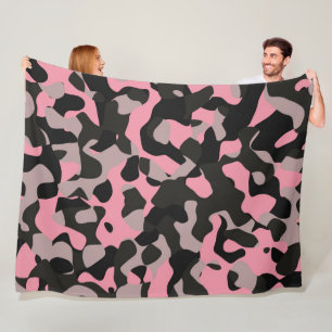 Roze en zwarte Camo Fleece Deken