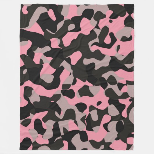 Roze en zwarte Camo Fleece Deken (Voorkant)