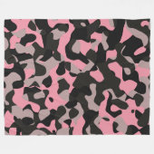 Roze en zwarte Camo Fleece Deken (Voorkant (Horizontaal))