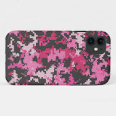 Roze en Zwarte Camo iPhone Hoes (Achterkant (horizontaal))
