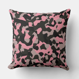 Roze en zwarte Camo Kussen