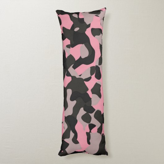Roze en zwarte Camo Lichaamskussen (Achterkant (Verticaal))