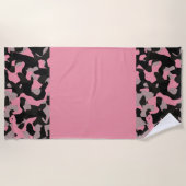 Roze en zwarte Camo Strandlaken (Voorkant)