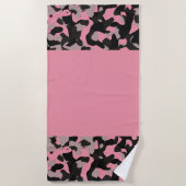 Roze en zwarte Camo Strandlaken (Voorkant)