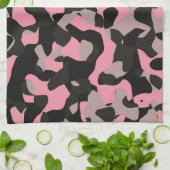 Roze en zwarte Camo Theedoek (Gevouwen)