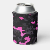 Roze en zwarte Camouflage Blikjeskoeler (Blikje Achterkant)