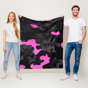 Roze en zwarte Camouflage Fleece Deken