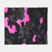Roze en zwarte Camouflage Fleece Deken (Voorkant (Horizontaal))
